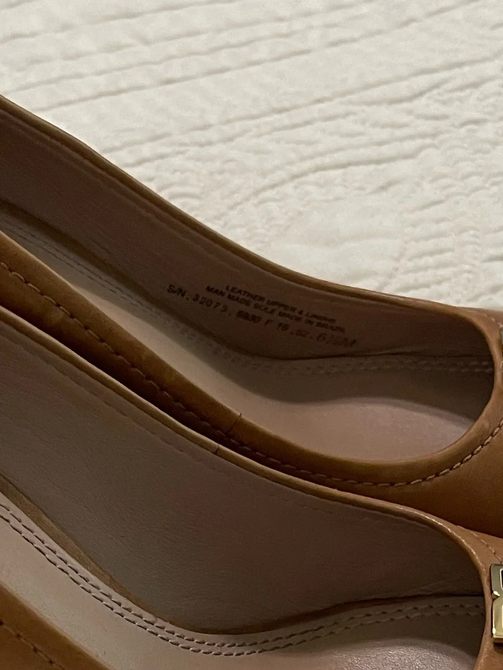 Tory Burch Cognac Leather Logo Pump Flats